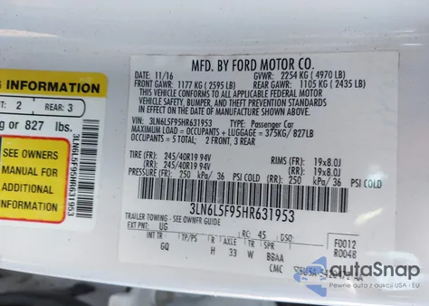 2017 Lincoln Mkz Reserve из США, поврежденный, VIN 3LN6L5F95HR631953